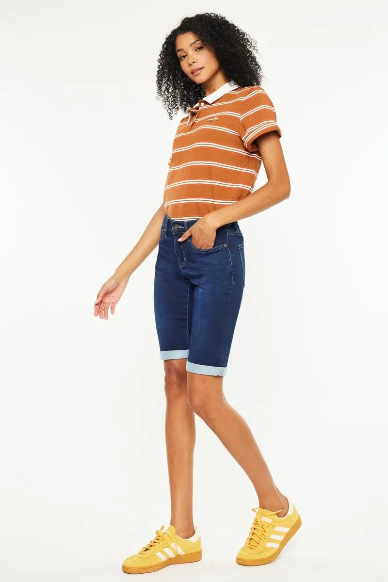Kancan Mid Rise Bermuda Denim Shorts - Bela Fils BoutiqueBela Fils Boutique